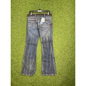 Allyance Blue Diamond Jeans Womens Size 29 Low Rise Flare 32x30 Leather Trim